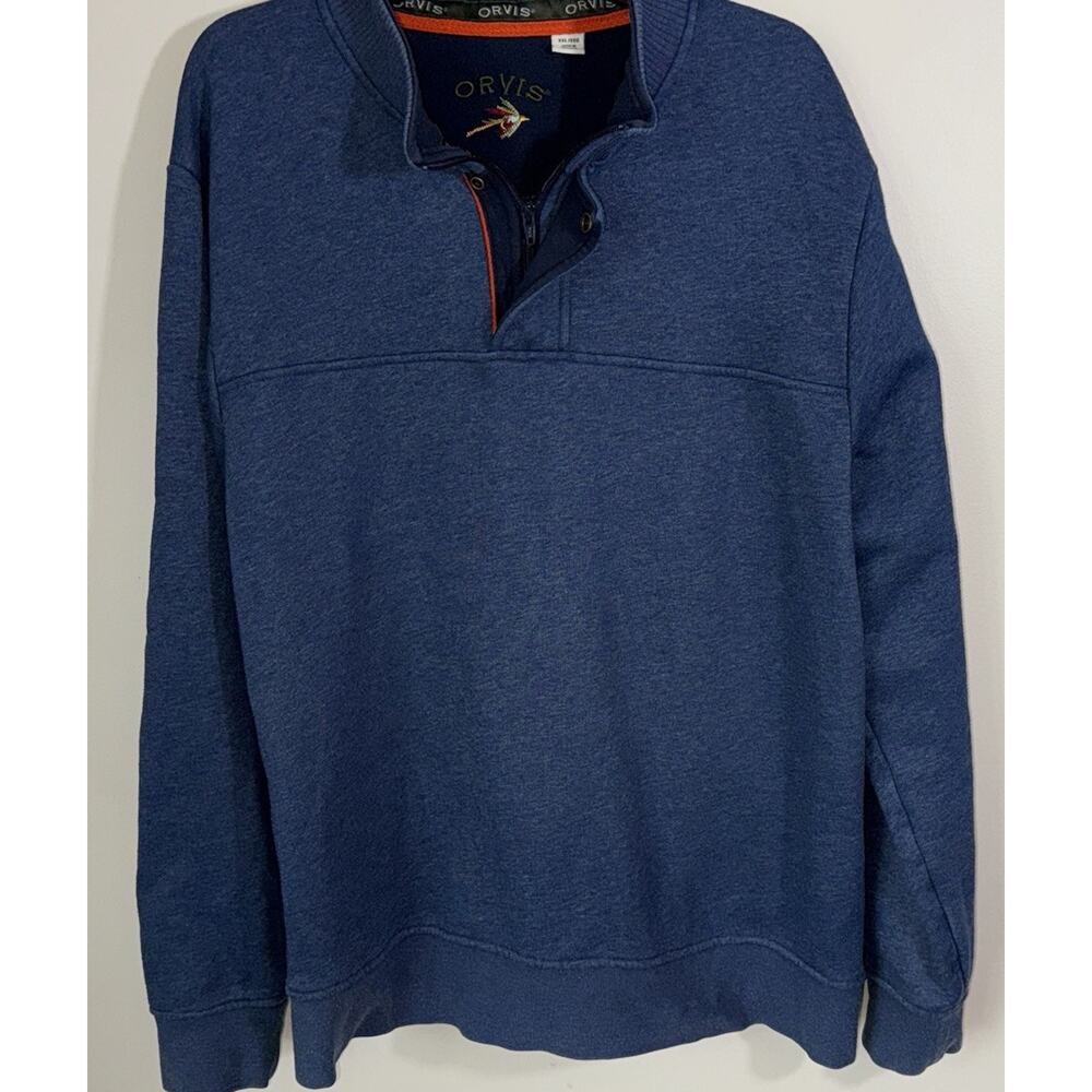 Orvis Heather Knit Quarter Zip Pullover Blokecore Athletic Outdoor Casual XXL